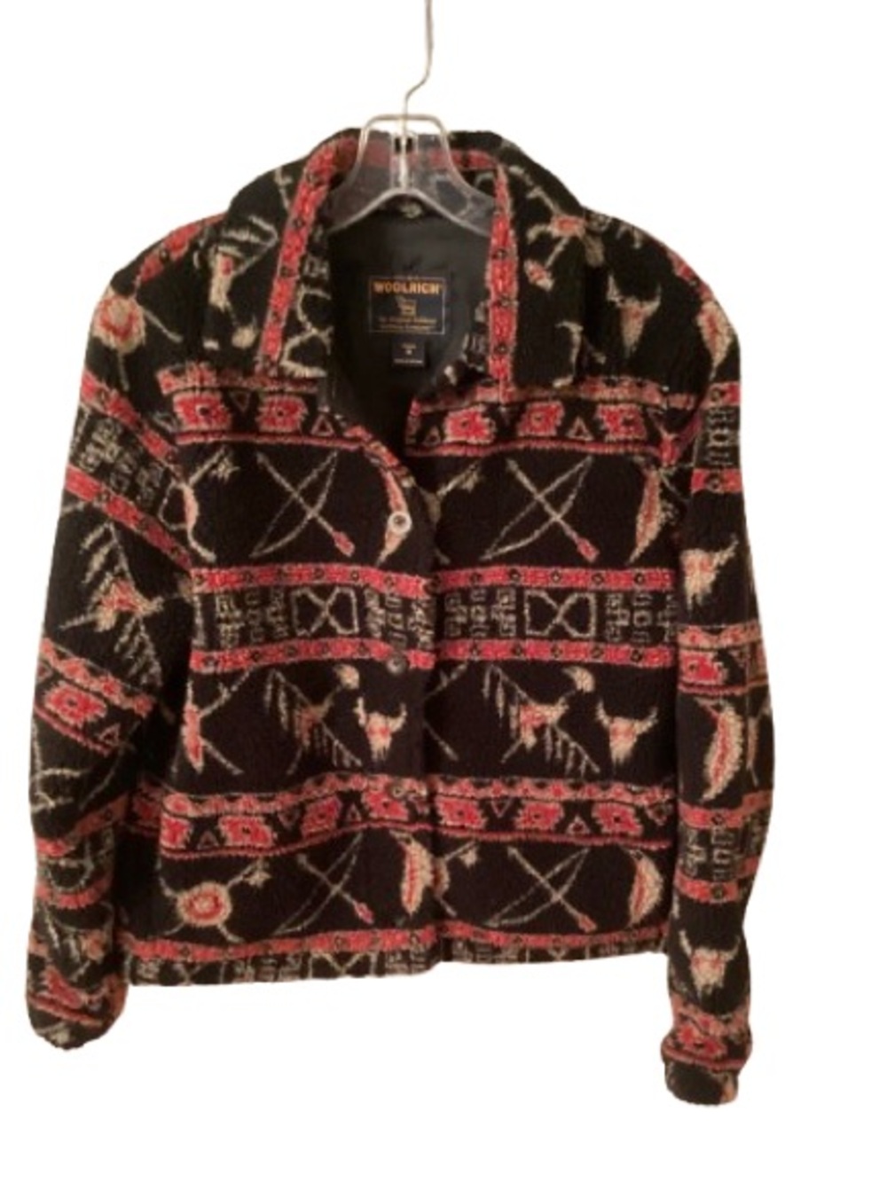 WOOLRICH VITG SOUTHWESTERN YELLOWSTONE INSPIRED BLACK TEDDY SHERPA LINED JACKET